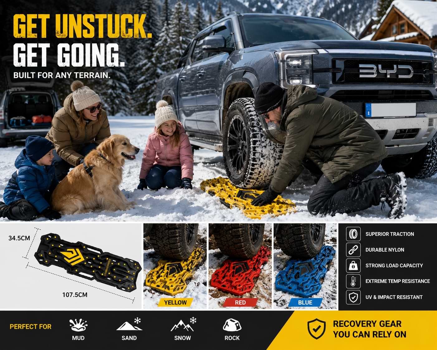BYD Shark Snow Recovery Boards for Family Winter Off-Road Trips