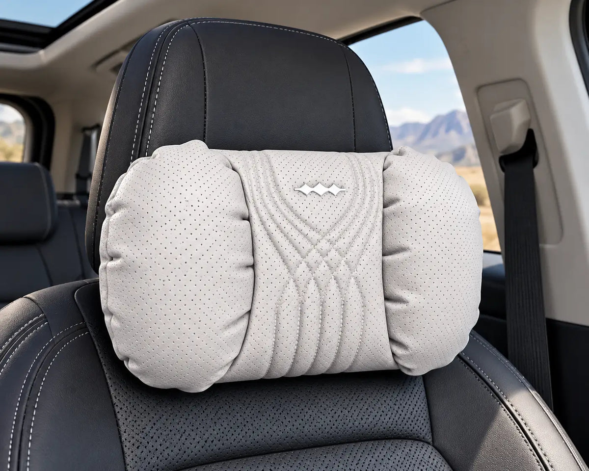 White BYD Leopard 5/3 & Leopard 8 headrest neck pillow installed in car