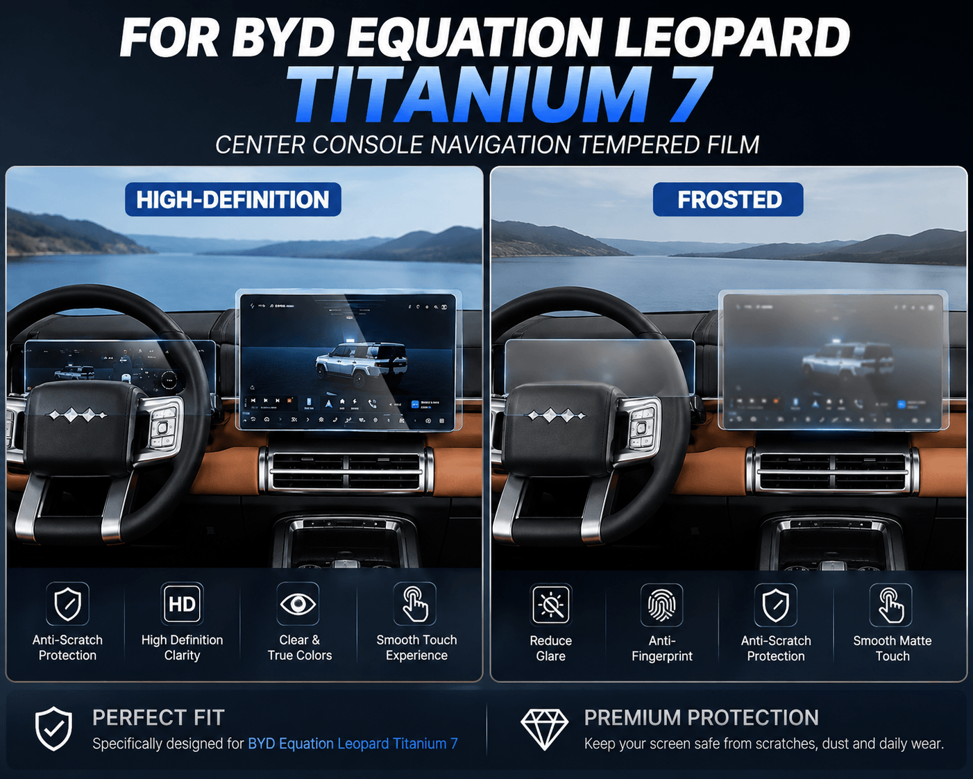BYD Leopard 7 High-Definition and Frosted Tempered Film Comparison