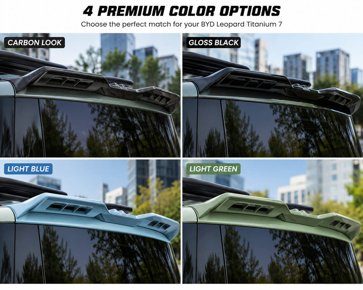 BYD Leopard Titanium 7 TI7 2025 2027 roof spoiler in four color options