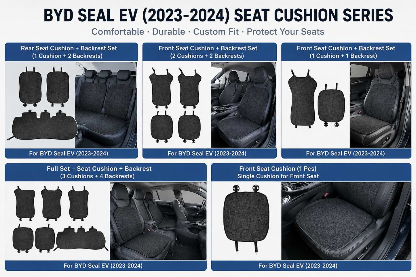 BYD Seal EV 2023-2024 Linen Seat Cushion Protector Breathable Four Seasons Seat Pad