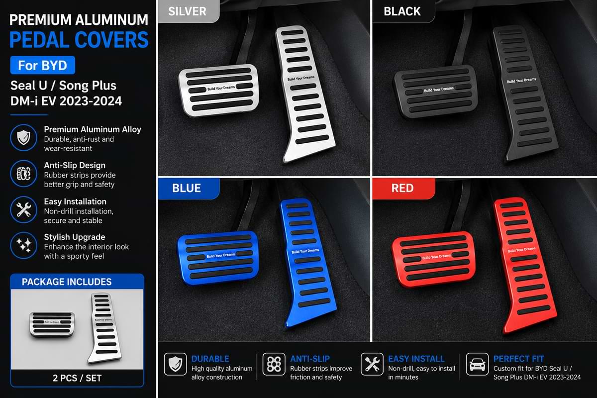 premium aluminum pedal covers for BYD vehicles