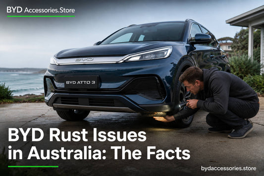 BYD Atto 3 underbody inspection for rust issues in coastal Australia