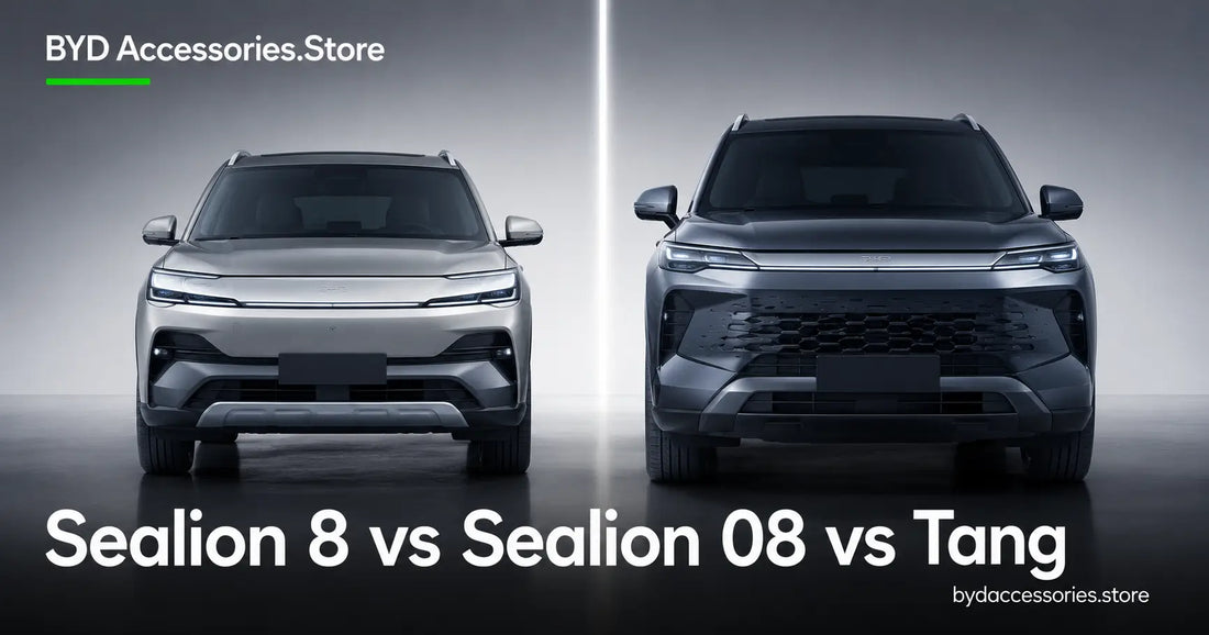 Two similar large SUVs side by side representing the naming confusion between the BYD Sealion 8 and Sealion 08