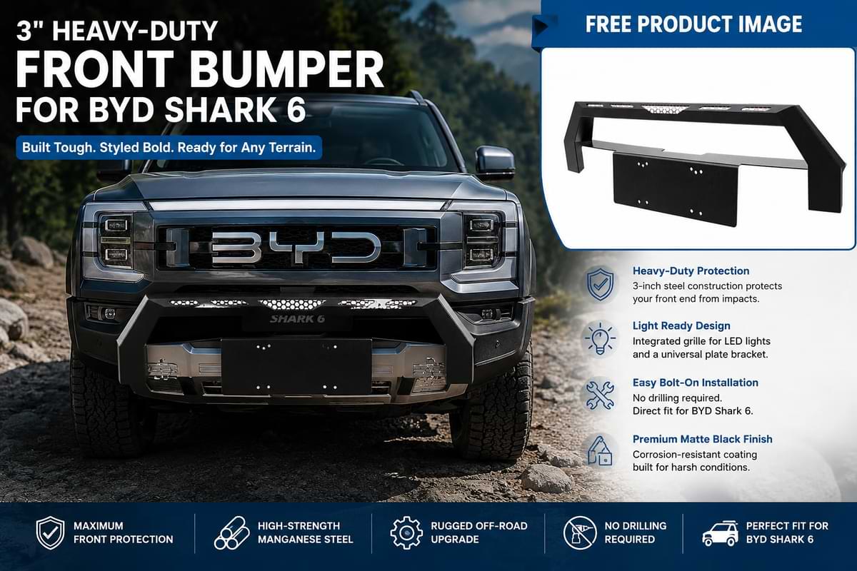 3" Bull Bar for BYD Shark 6 Pickup Truck Front Bumper Grille Guard with Light Bracket