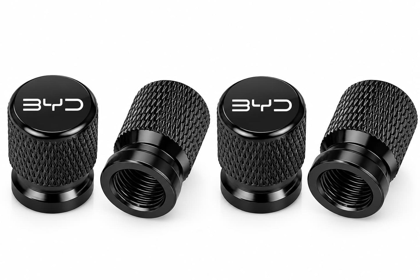 4Pcs black BYD Tire Valve Caps for Shark 6, Atto 3, Han EV, Dolphin and Yuan Plus
