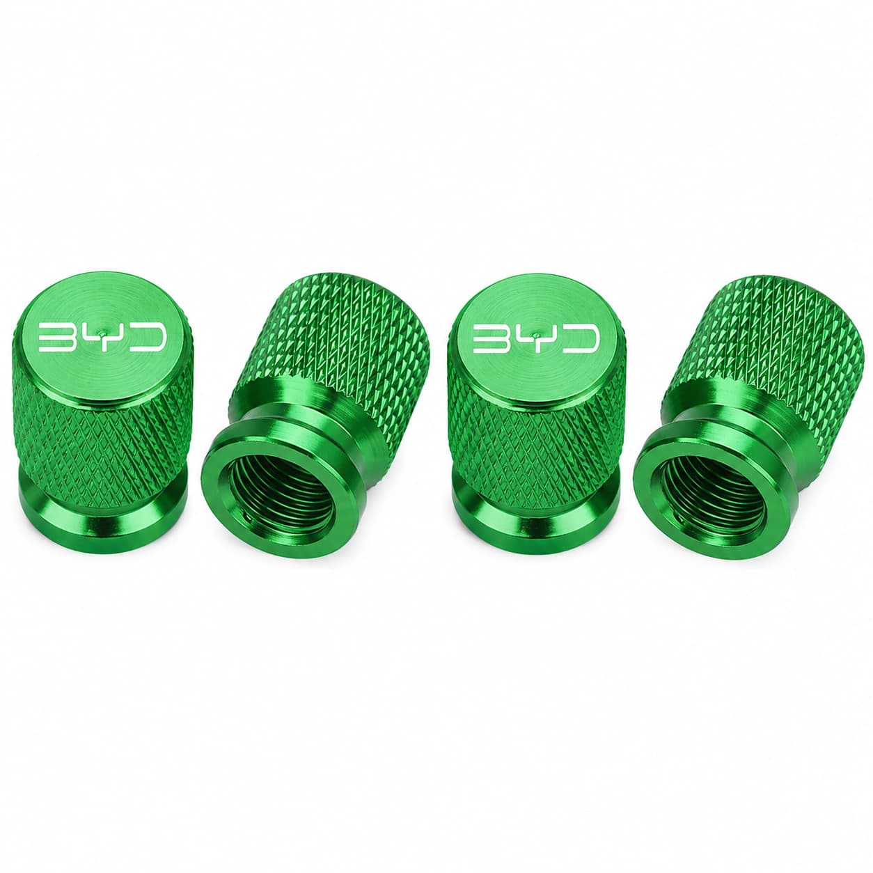 4Pcs green BYD Tire Valve Caps for Shark 6, Atto 3, Han EV, Dolphin and Yuan Plus