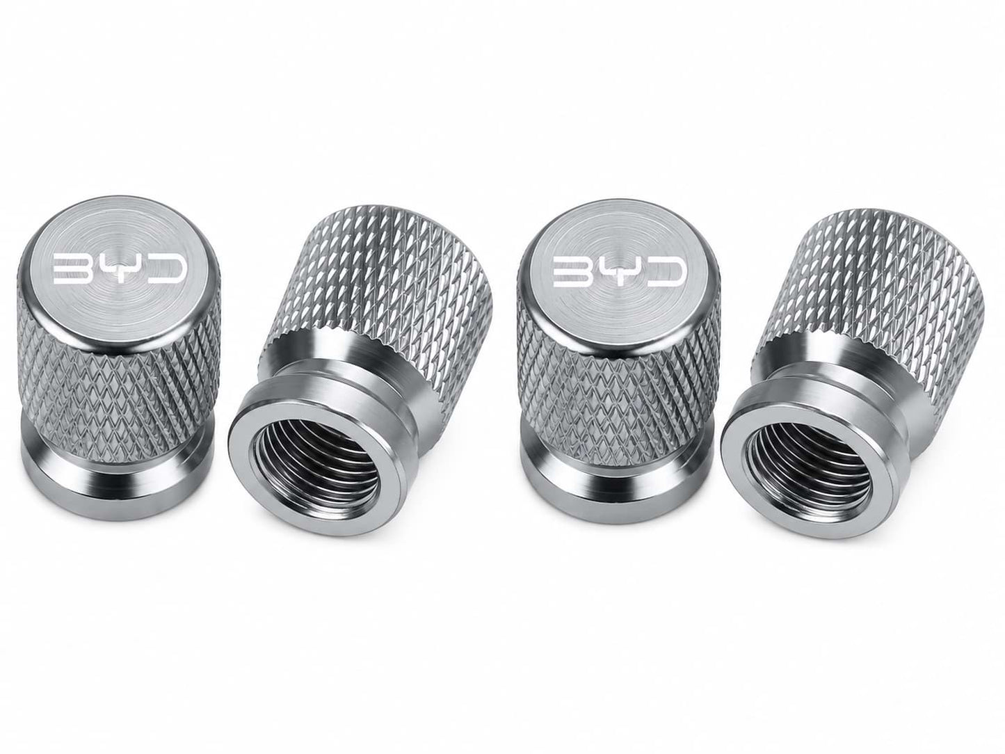 4Pcs silver BYD Tire Valve Caps for Car Wheel Valve Stems