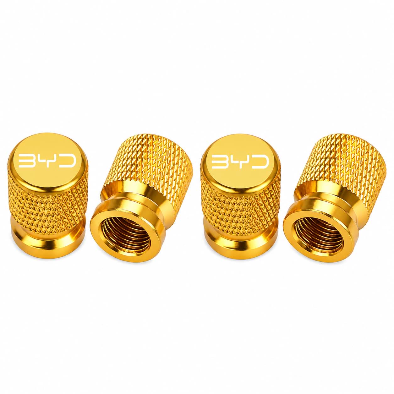 4Pcs Pink BYD Tire Valve Caps for Shark 6, Atto 3, Han EV, Dolphin and Yuan Plus