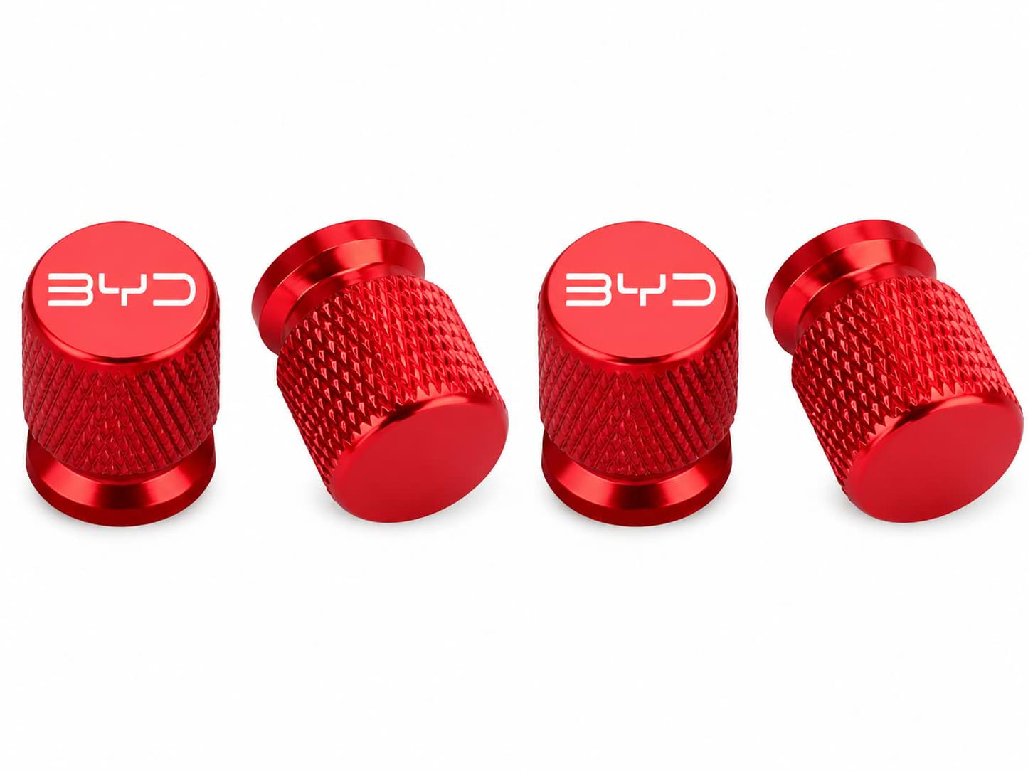 4Pcs red BYD Tire Valve Caps for Shark 6, Atto 3, Han EV, Dolphin and Yuan Plus