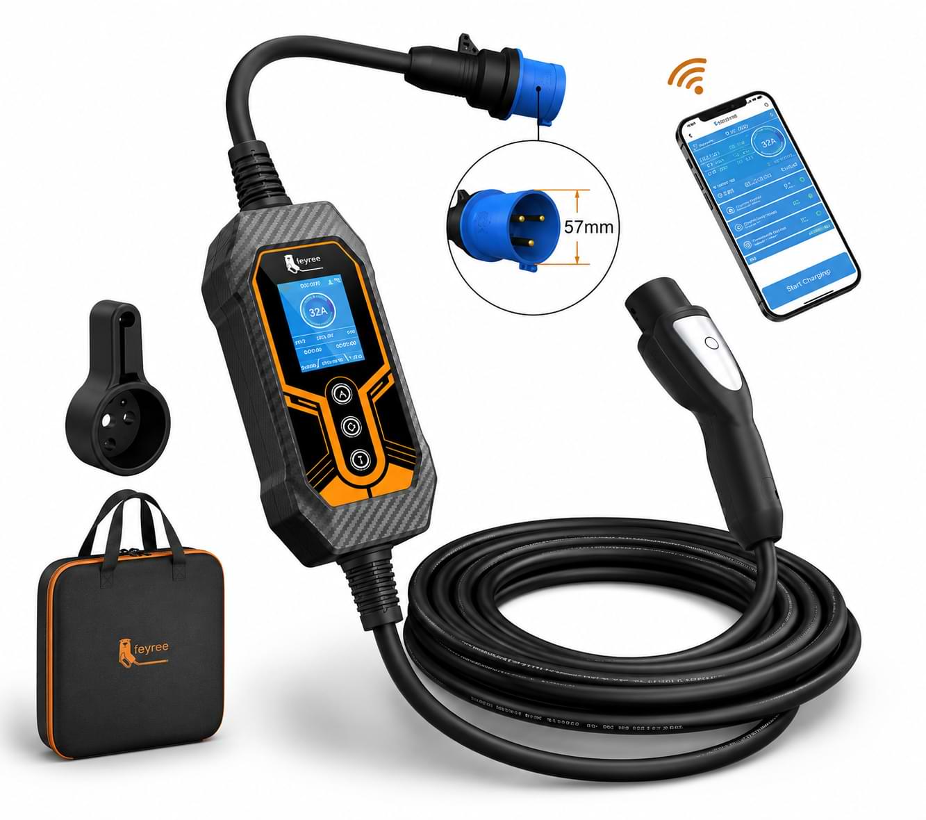 7KW Smart EV Charger 32A Type 2 with WiFi App Control for BYD Atto 3, Dolphin, Seal & Sealion