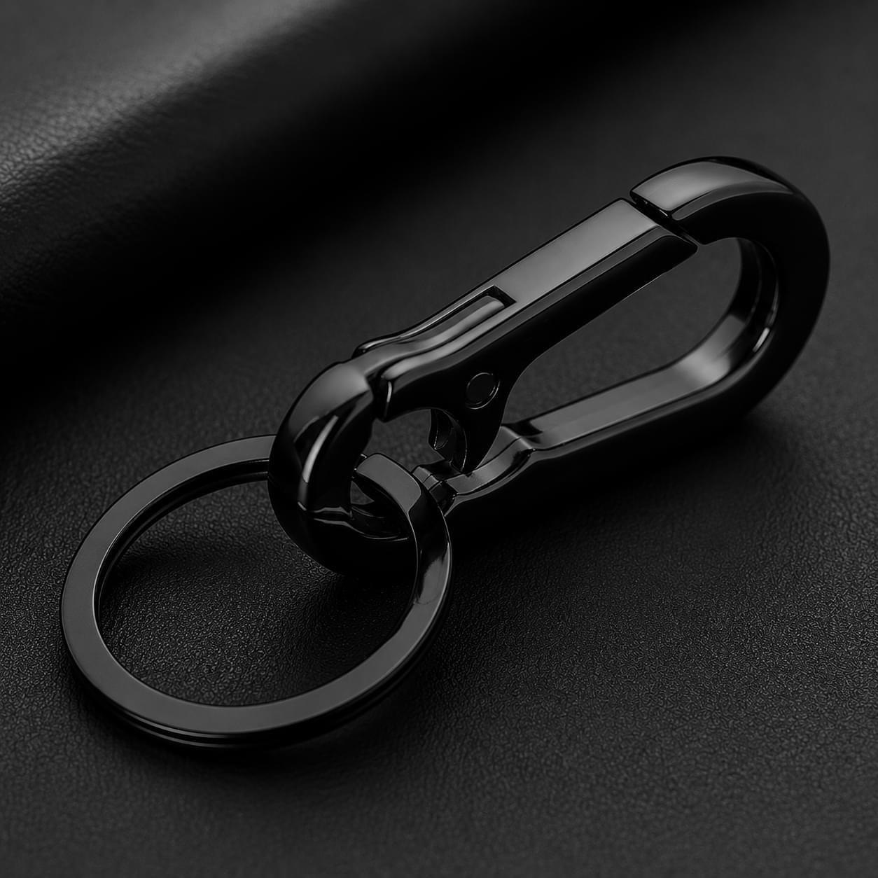 BYD Black Metal Carabiner Keychain Minimalist Product Photo