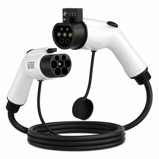 electric vehicle charging cable with black connectors on a byd 