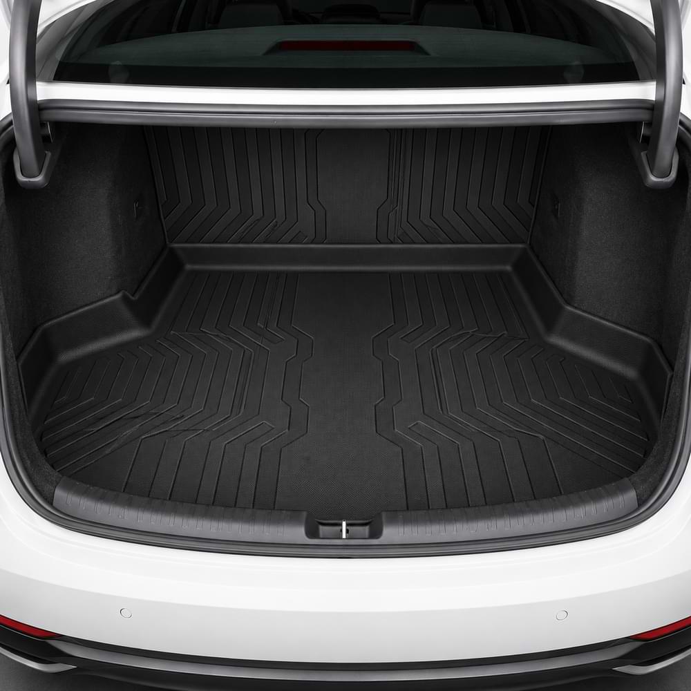 BYD_SEAL Car trunk with a black cargo liner on a white car background