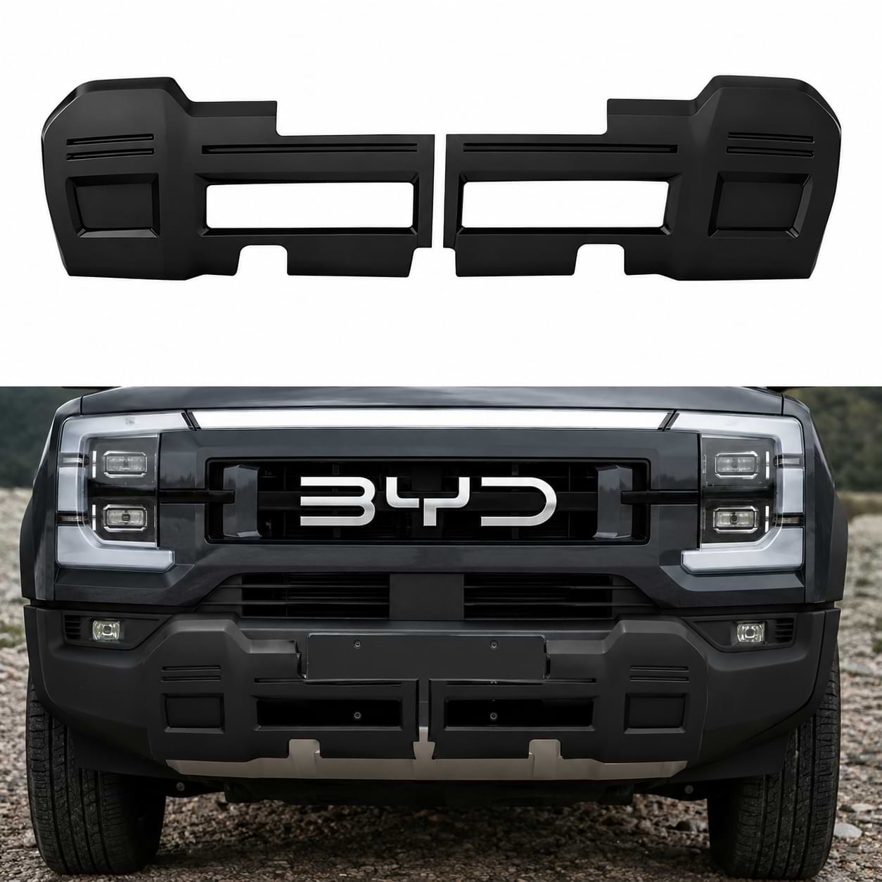 BYD Shark 6 Gloss Black Front Bumper Guard Plate Matte_Black-RHD