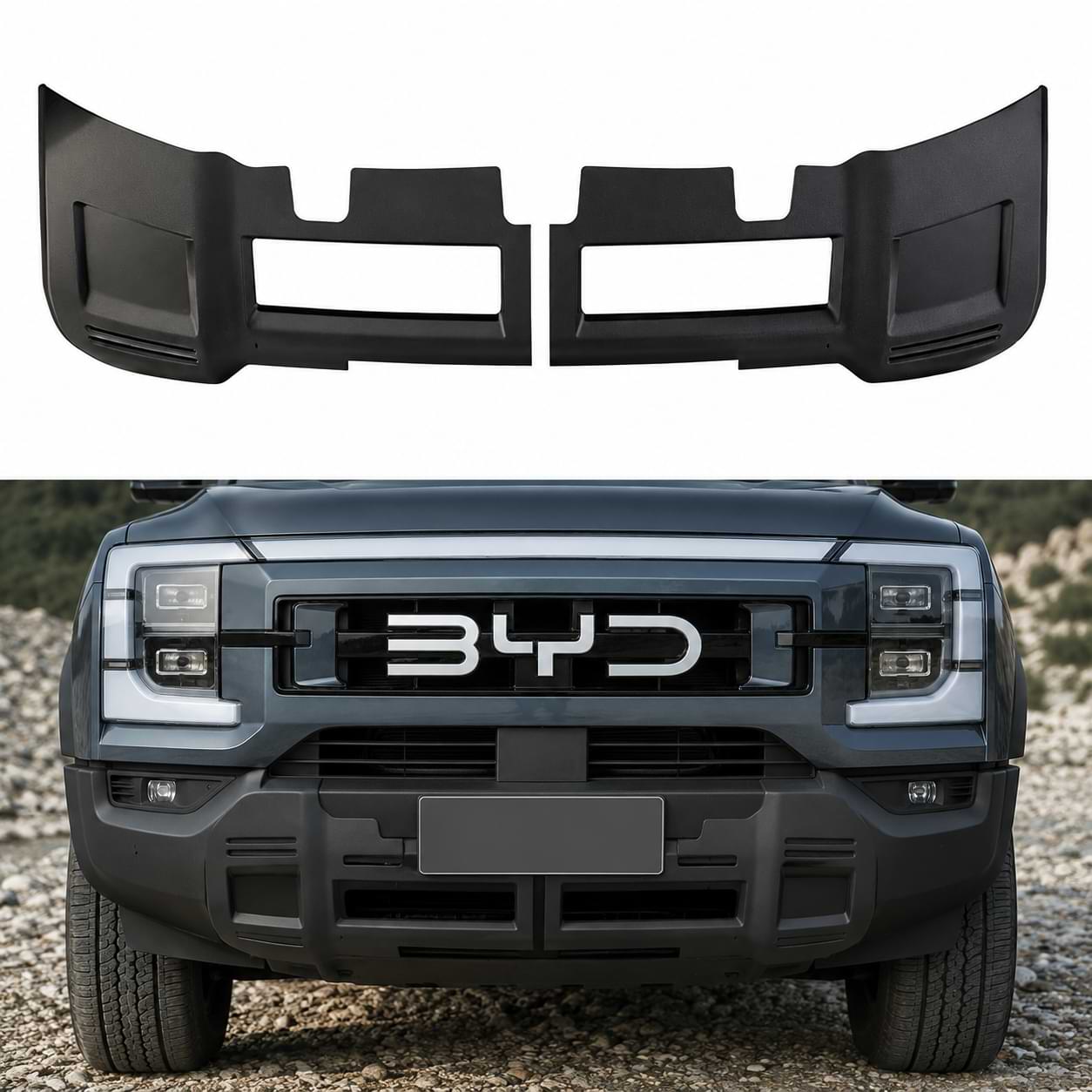 BYD Shark 6 Gloss Black Front Bumper Lower Guard matte Plate RHD 2025+