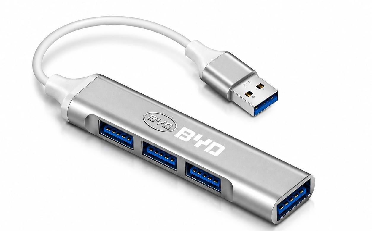 BYD_USB_Multi-Port_Hub_Adapter Silver USB hub with multiple ports 