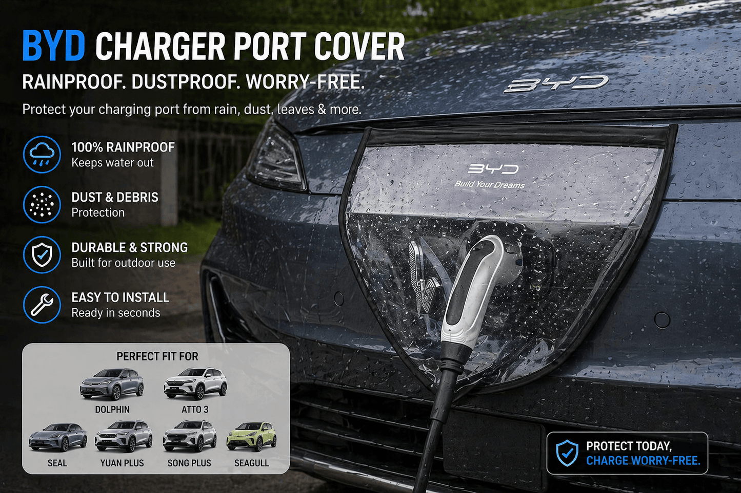 BYD charger port protection in rain