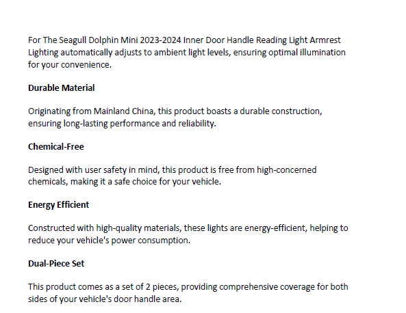 BYD Seagull & Dolphin Mini Inner Door Handle Reading Light (2PCS)