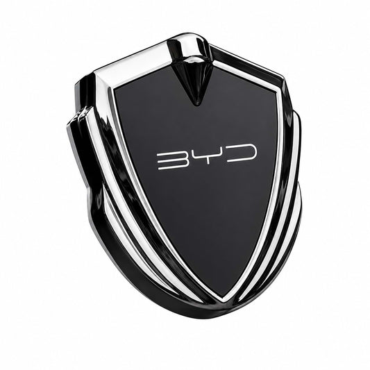 Black Mirror 3D metal BYD shield emblem sticker for BYD Seal DM-i, Dolphin, Atto 3, Sealion 6, Sealion 7, Song Plus, Han, and Tang.