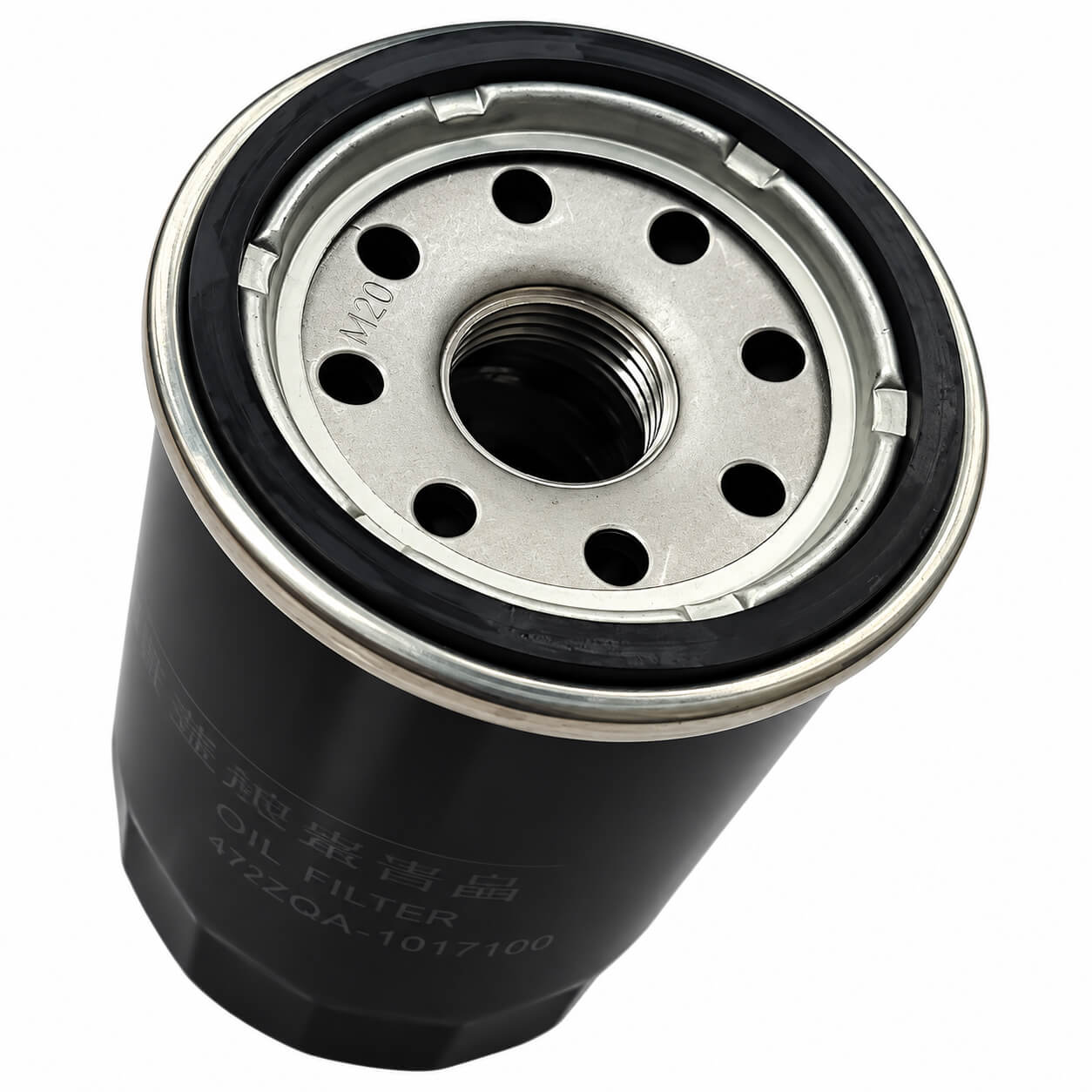 OE 472ZQA-1017100 oil filter front view showing threaded center and filter openings