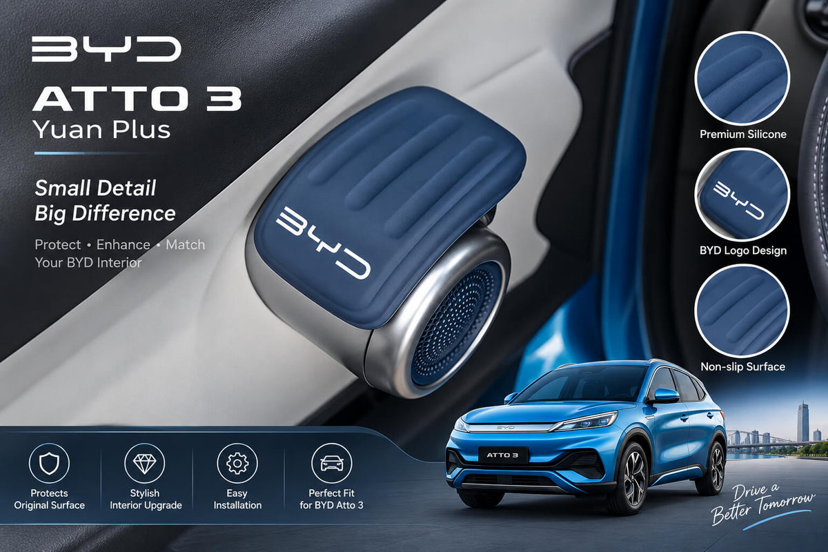 BYD Atto 3 Yuan Plus silicone door armrest cover installed in car interior