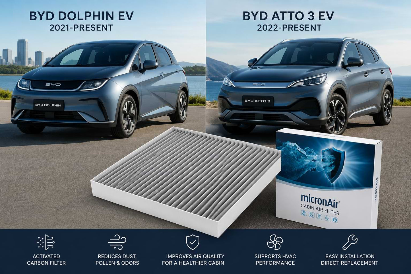 BYD Cabin Air Filter Replacement Carbon Cabin Filter for Cleaner Interior Air