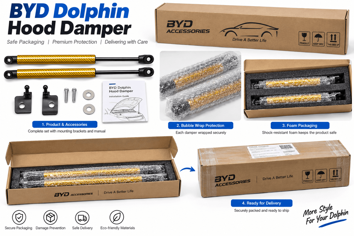 BYD Dolphin hood damper safely wrapped and packed for shipping