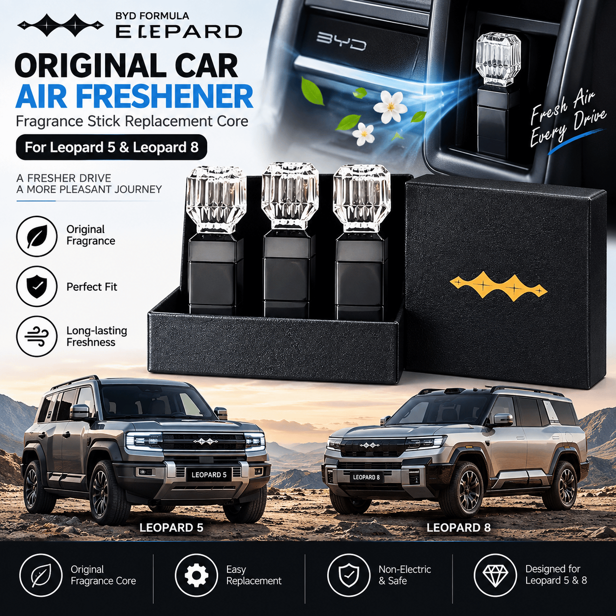 Original fragrance stick replacement core for BYD Formula Leopard 5 and Leopard 8.