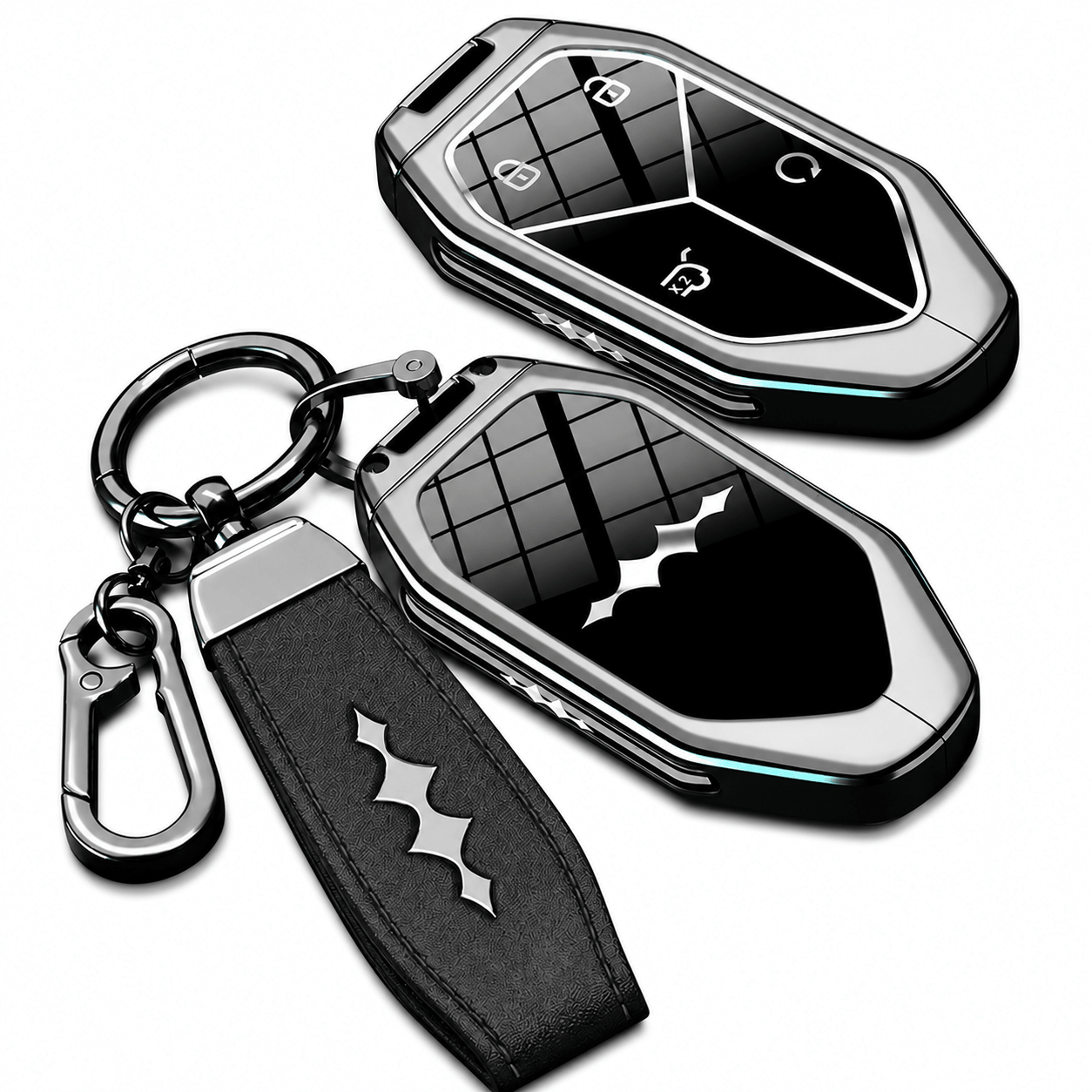 BYD Formula Leopard 5/8 Titanium 3/7 Leather Key Case | Zinc Alloy Remote Key Fob Cover