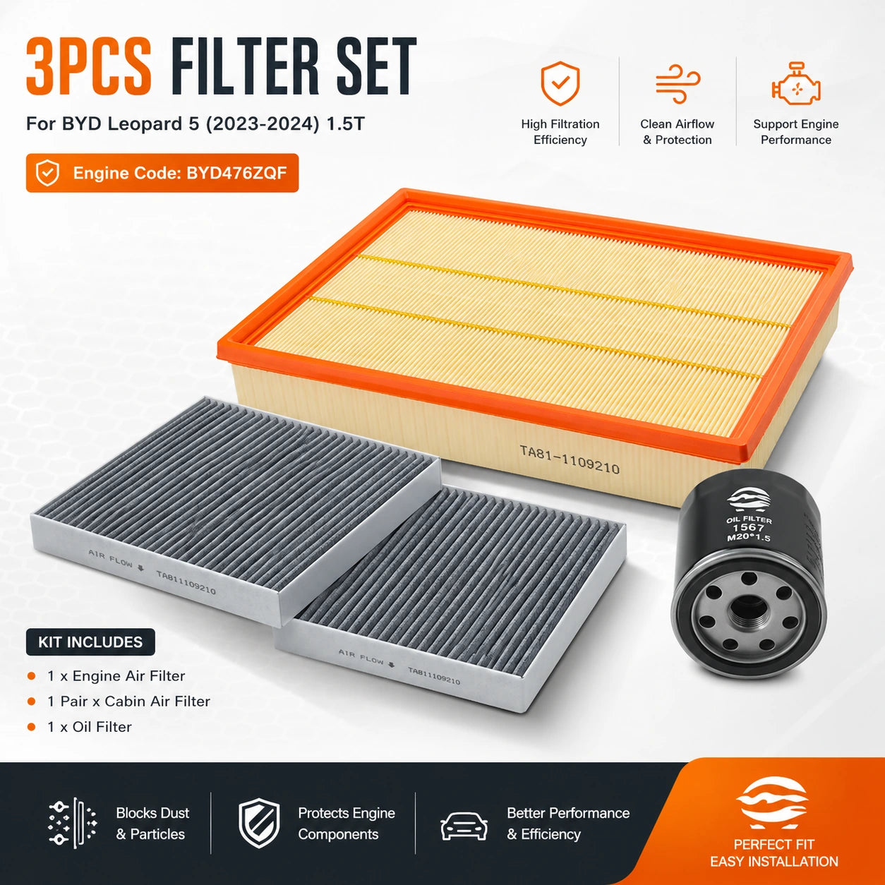 BYD Leopard 5 1.5T Complete 3PCS Filter Maintenance Kit