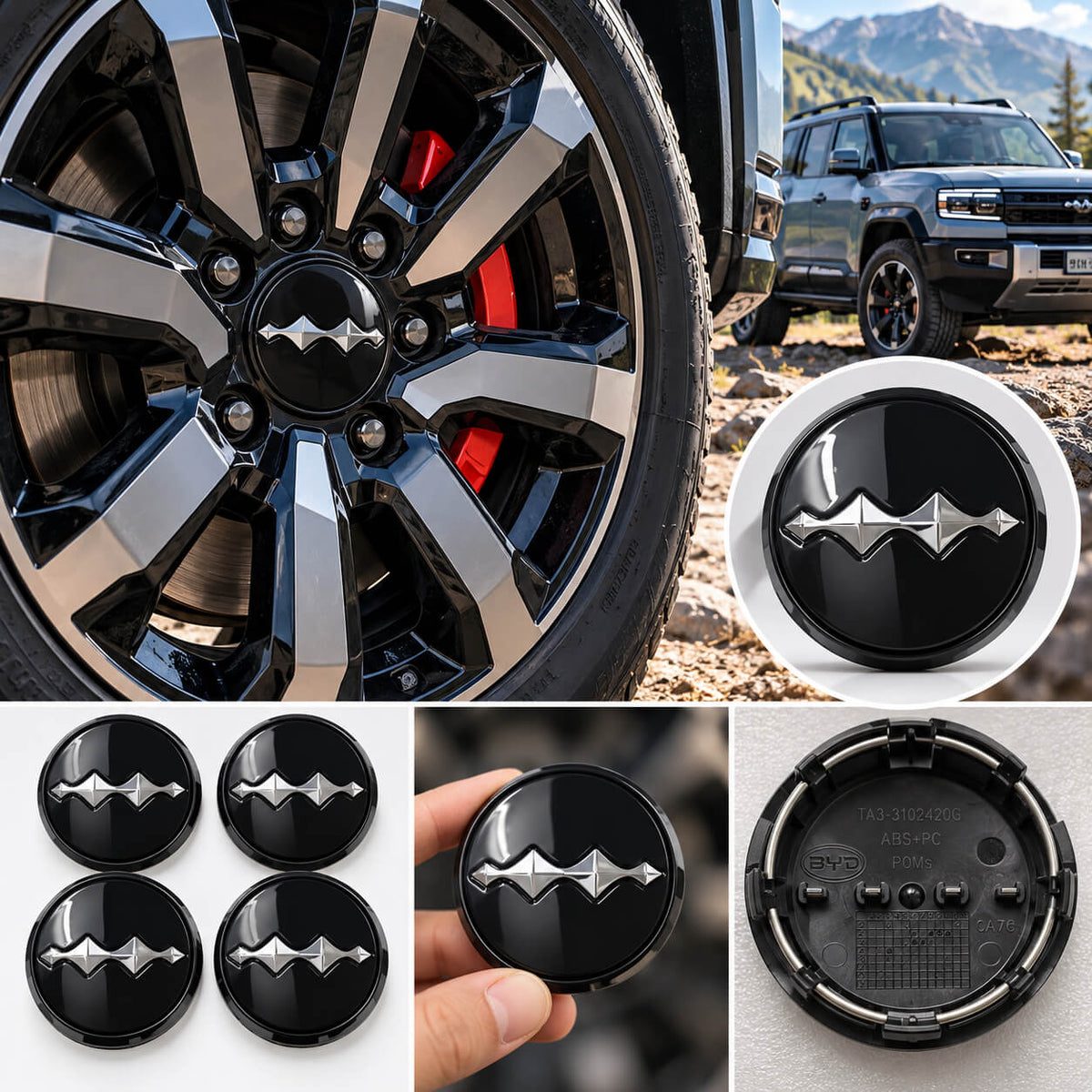 
BYD Leopard 5 and Leopard 8 wheel center caps installed on alloy wheel