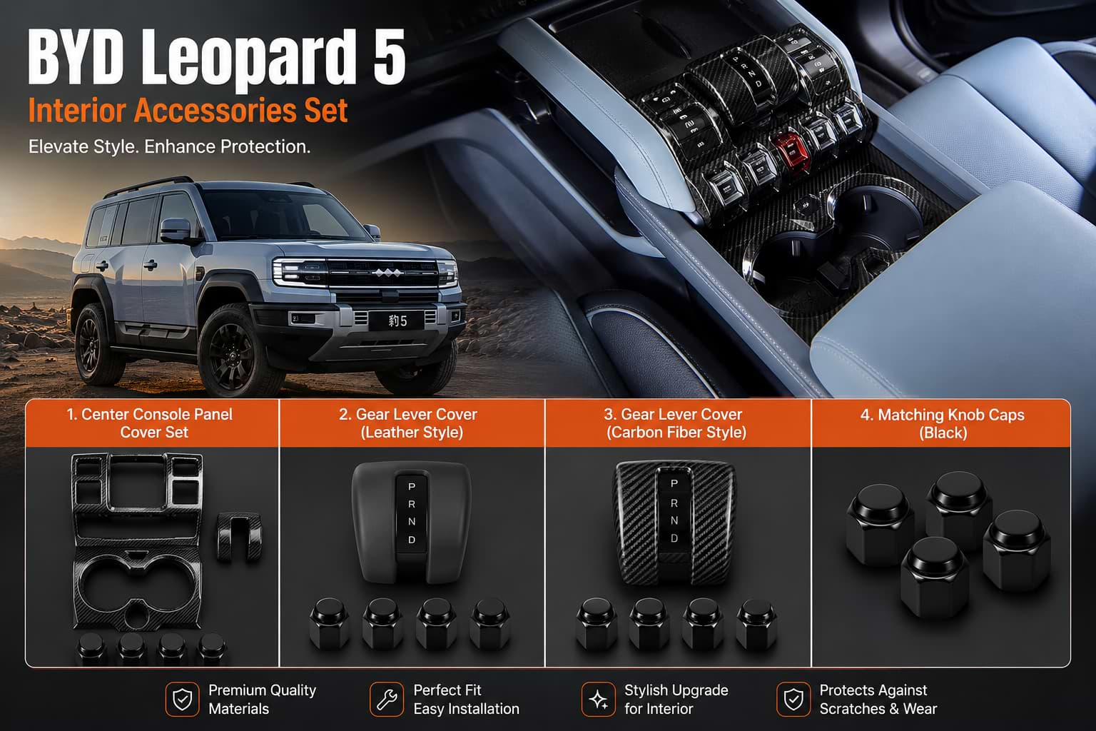 BYD Leopard 5 Interior Accessories Gear Lever Covers and Console Trim