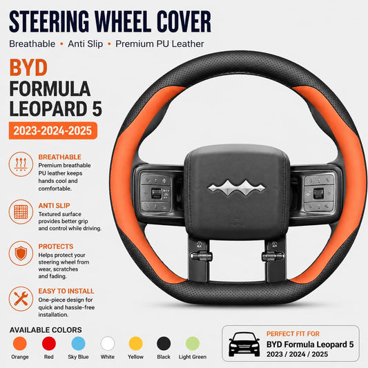 BYD Leopard 5 2023-2025 Orange Black Steering Wheel Cover