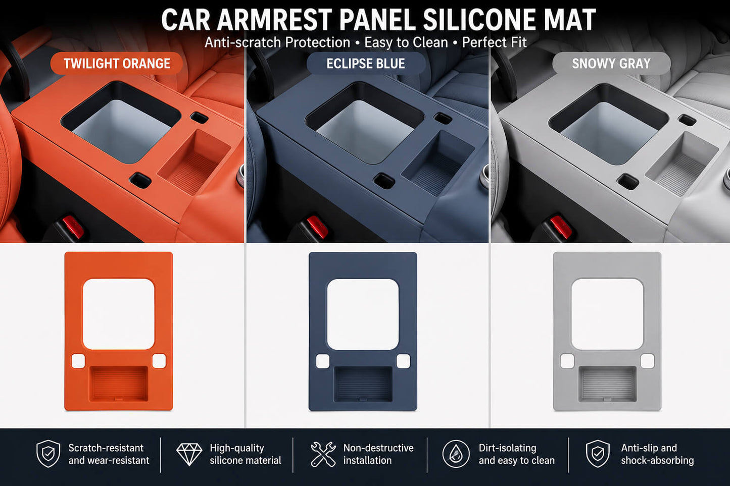 BYD Leopard 7 Titanium 7 Armrest Panel Silicone Protection Mat in Three Colors