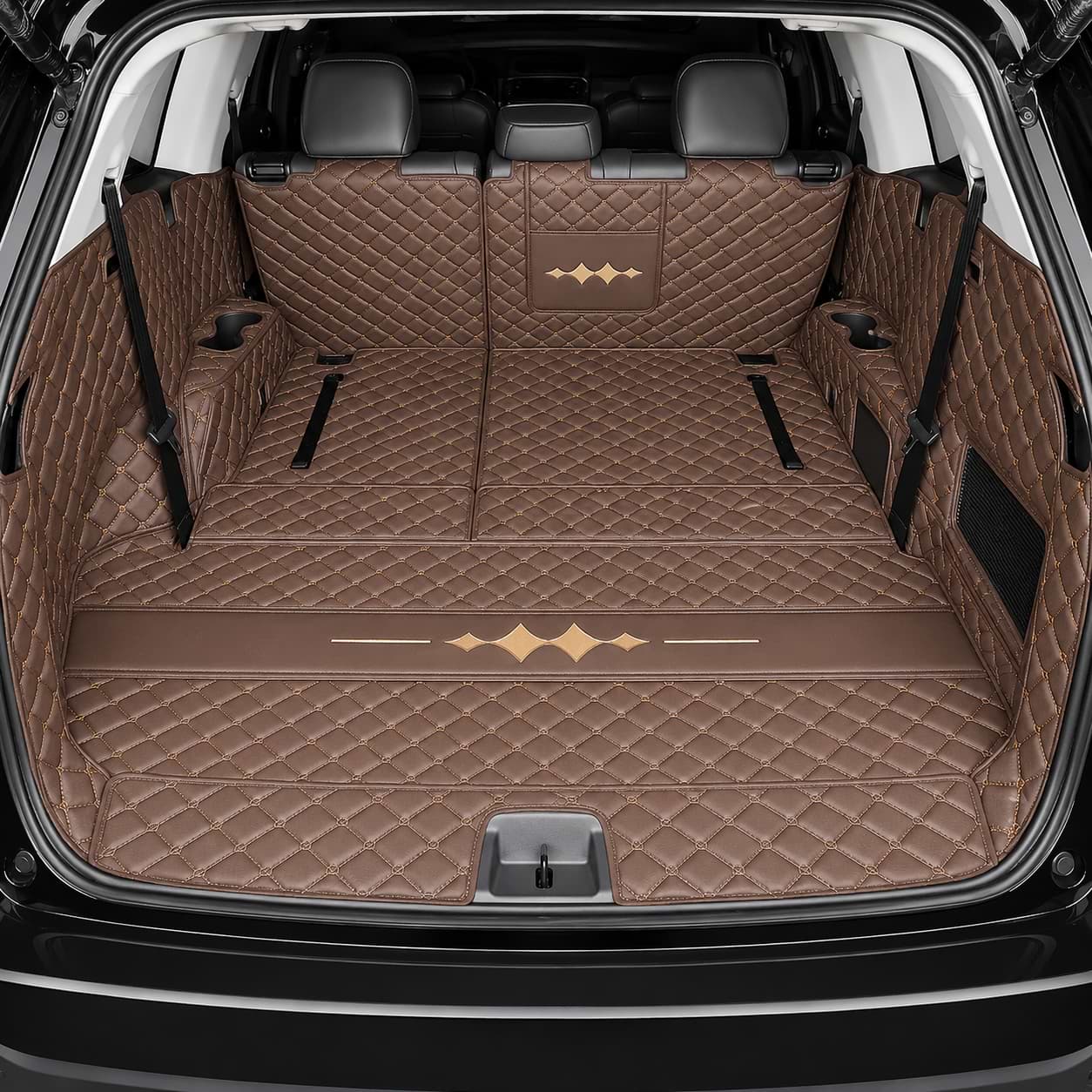 BYD Leopard 8 2024 2025 Black Leather Trunk Mat Full Surround Waterproof Liner coffee