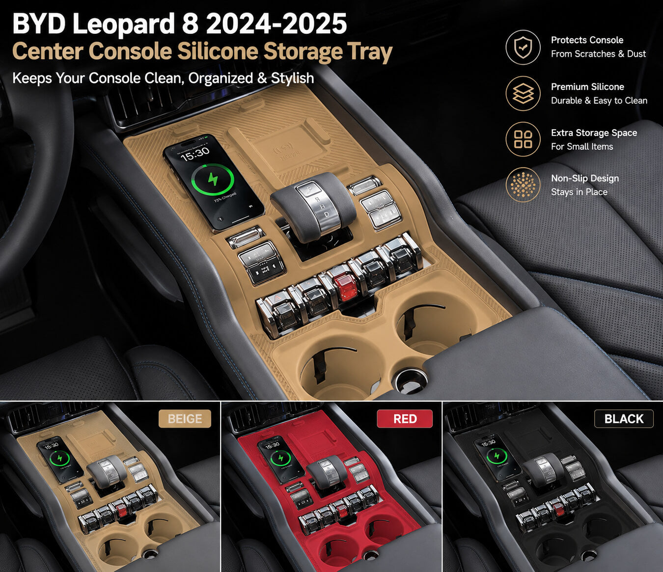 BYD Leopard 8 2024 2025 Center Console Silicone Storage Tray