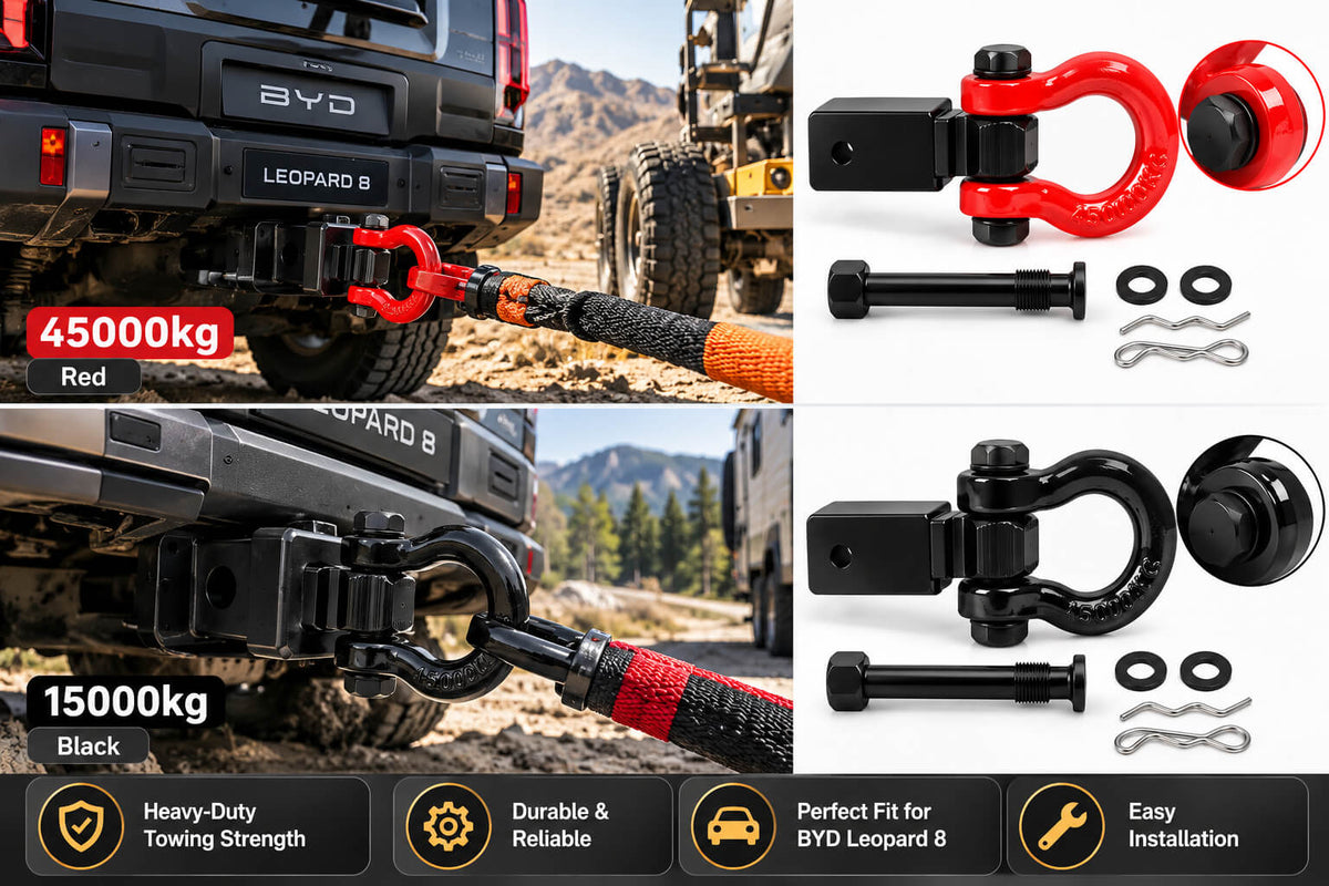BYD Leopard 8 trailer hook installed for off-road towing