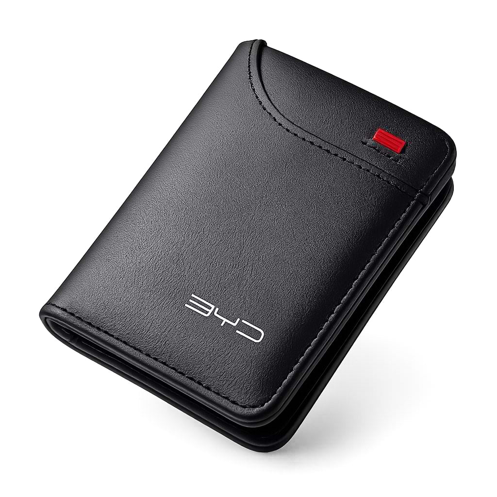 BYD Mini Car Document Wallet – Black Leather Vehicle Document Holder