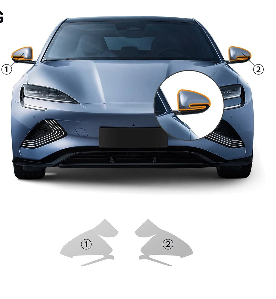 BYD Seal front headlight protection film kit with precision-cut transparent PPF covers for left and right headlights.