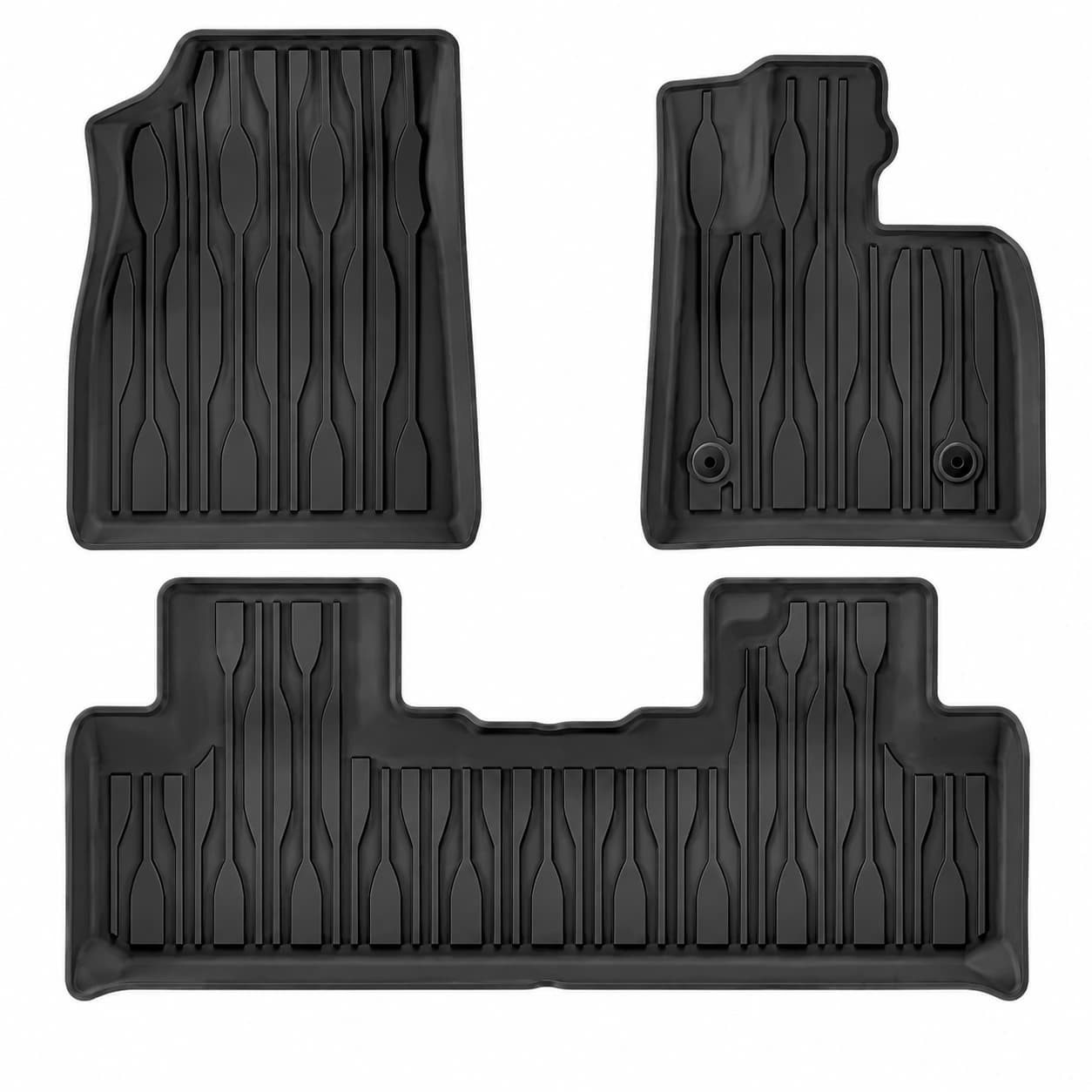 floor mat set designed for the BYD Seal U, Sealion 6 and Song Plus RHD interior, featuring raised edges and molded channels for everyday dirt and moisture protection.