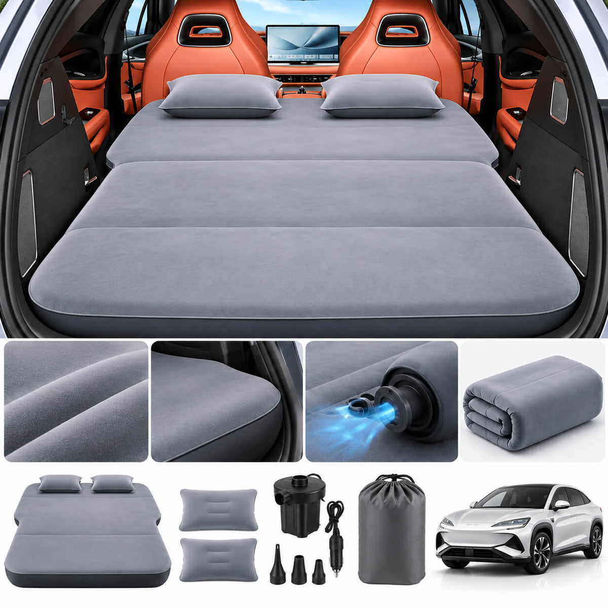 BYD Sealion 7 inflatable car travel bed and air mattress installed in the rear cabin