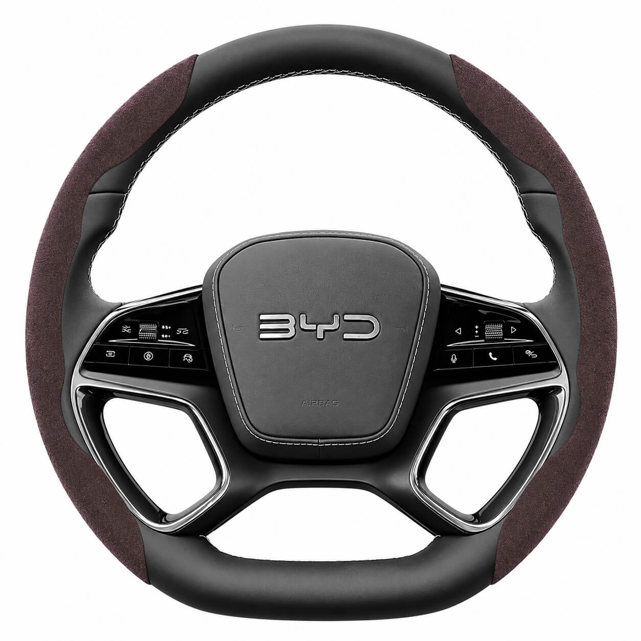 Segmented Suede Steering Wheel Cover for BYD Atto 3 Seal Dolphin Shark 6 Sealion 7
