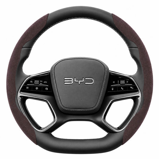 Segmented Suede Steering Wheel Cover for BYD Atto 3 Seal Dolphin Shark 6 Sealion 7
