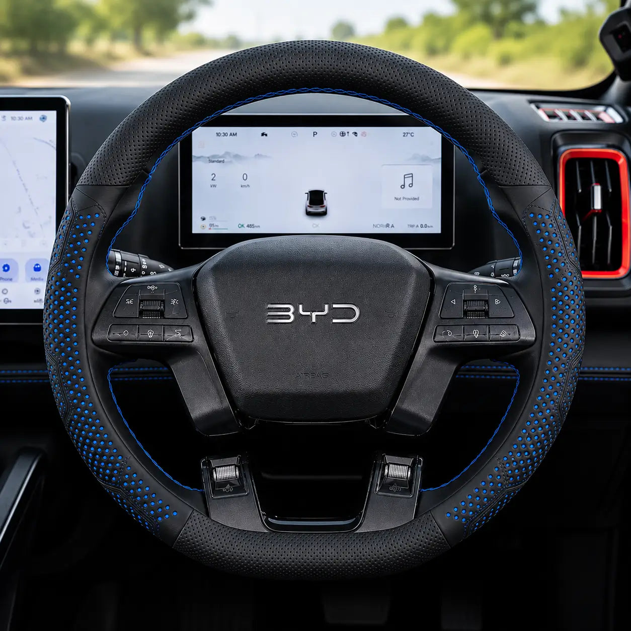 Leather Steering Wheel Cover for BYD Shark 6 (2024-2025) | Anti-Slip Breathable