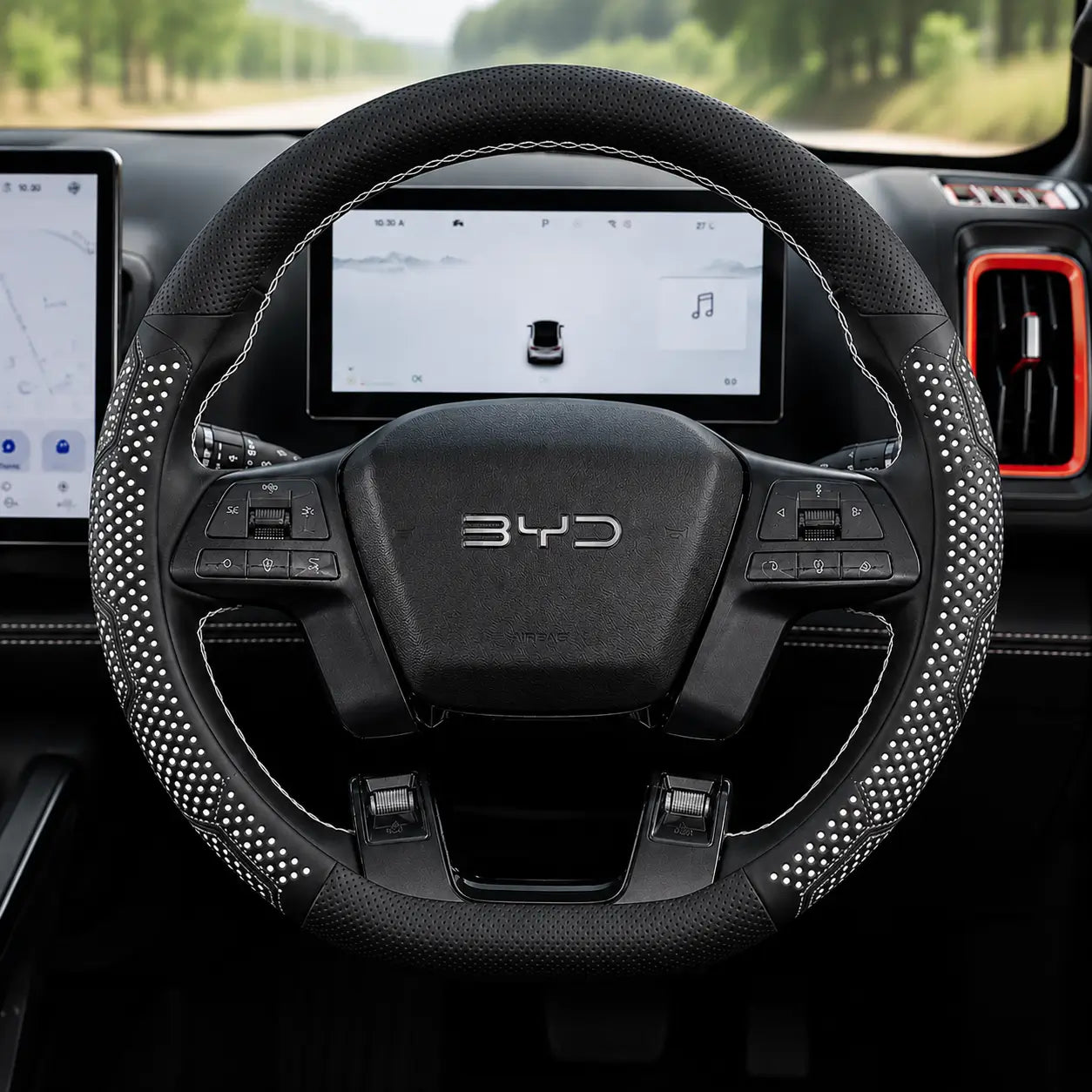 Leather Steering Wheel Cover for BYD Shark 6 (2024-2025) | Anti-Slip Breathable