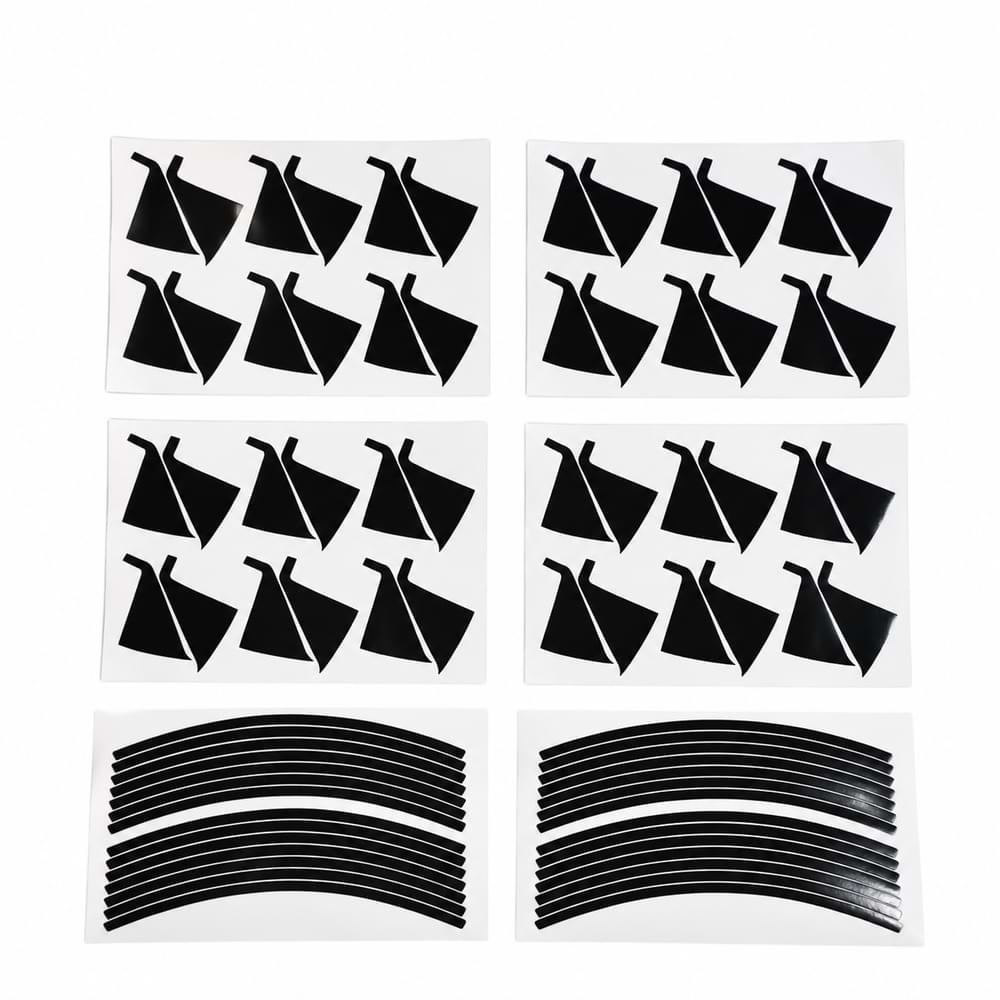 BYD Shark 6 black wheel stickers set with rim stripe decals on white background