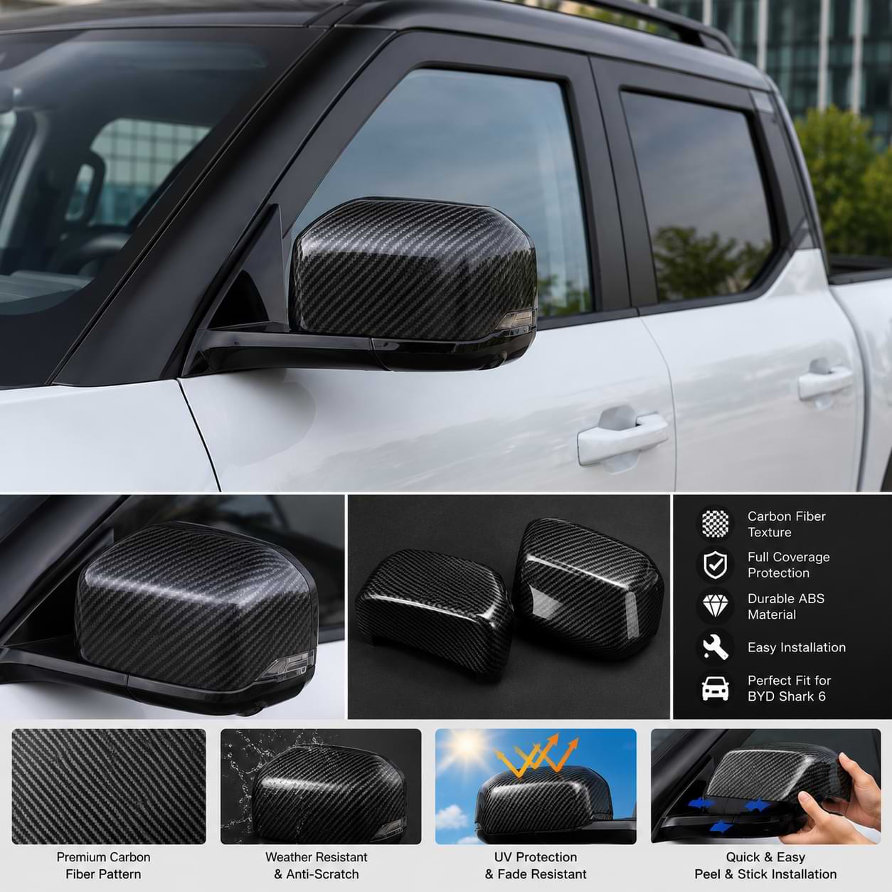 BYD Shark 6 Carbon Fiber Mirror Protection Covers