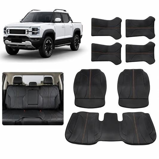 Black Half-Cover Nappa Leather Seat Covers Installed in BYD Shark 6 Dual Cab Pickup