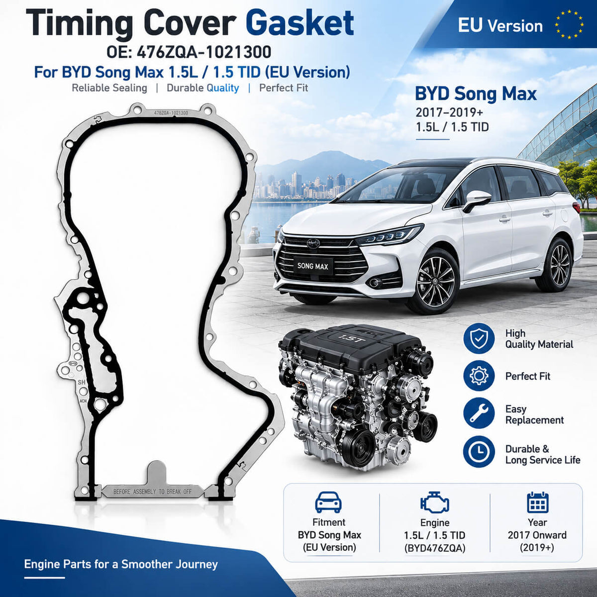 BYD Song Max timing cover gasket 476ZQA-1021300 EU Version with vehicle